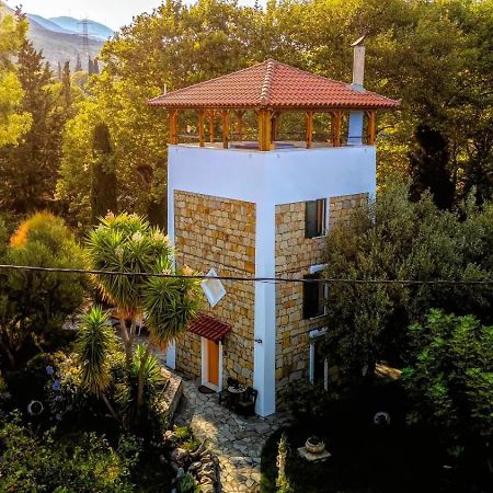 Steinturm Mit Dach-Terrasse Zwischen Fluss, Meer Und Gebirge- Spiti Pirgos Paralia Sergoulas Buitenkant foto